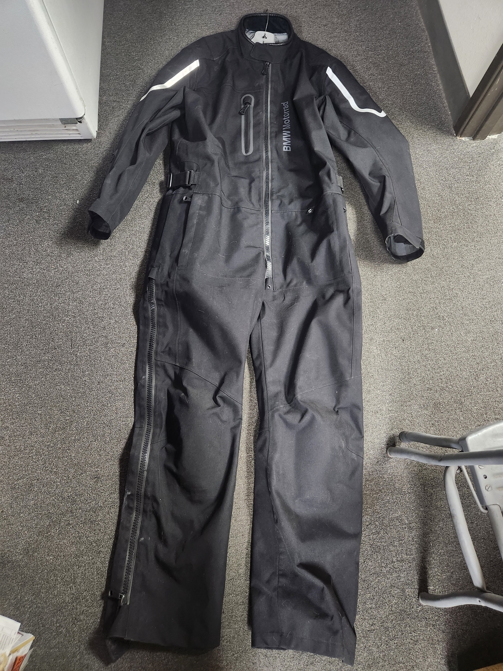 BMW Black Men's Motorcycle One-Piece Jumpsuit with Reflective Accents